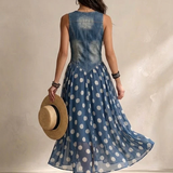 Bianca - Midi Dress with Polka Dot Chiffon