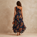 Celeste - Floral Maxi Dress with One-Shoulder Design