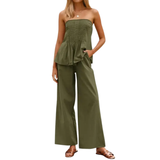 ZELENE™ – Effortless Strapless Wide-Leg Lounge Ensemble