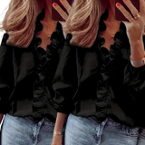 Lorelei - Classic V-Neck Blouse with Elegant Ruffles