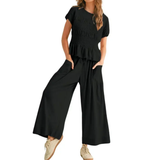 WRENOVA™ – Comfy Smocked Wide-Leg Lounge Ensemble