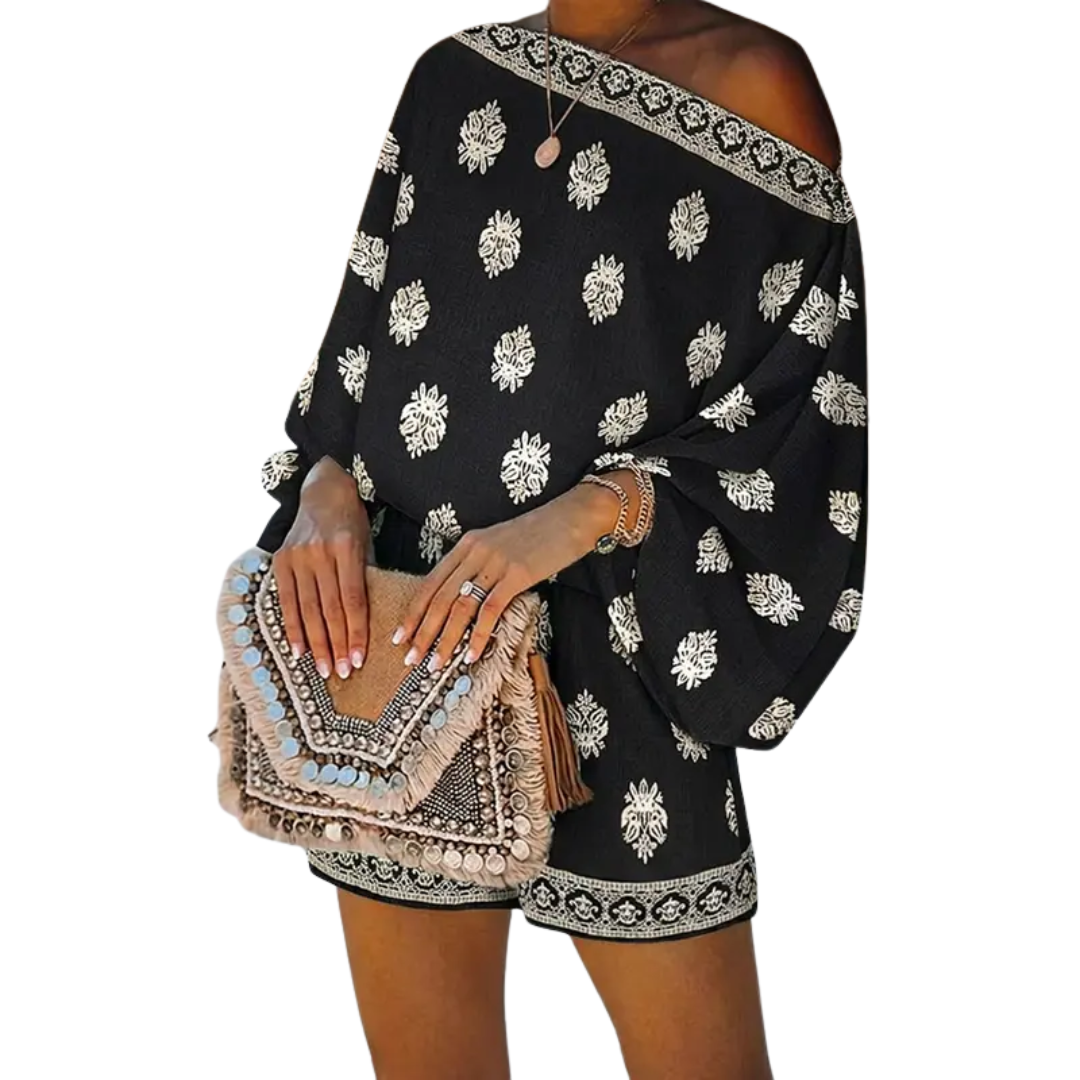 Zindel - Bohemian Lantern Sleeve Linen Coordinated Set