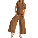 WRENOVA™ – Comfy Smocked Wide-Leg Lounge Ensemble
