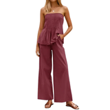 ZELENE™ – Effortless Strapless Wide-Leg Lounge Ensemble