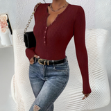 Estefania - Classic Button-Front Long Sleeve Blouse for Everyday Wear