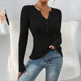 Estefania - Classic Button-Front Long Sleeve Blouse for Everyday Wear