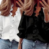 Lorelei - Classic V-Neck Blouse with Elegant Ruffles
