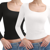 Nina - Long Sleeve Scoop Neck Top