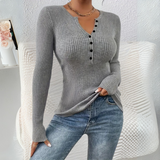 Estefania - Classic Button-Front Long Sleeve Blouse for Everyday Wear
