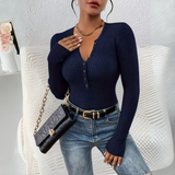 Estefania - Classic Button-Front Long Sleeve Blouse for Everyday Wear