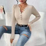 Estefania - Classic Button-Front Long Sleeve Blouse for Everyday Wear