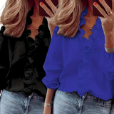 Lorelei - Classic V-Neck Blouse with Elegant Ruffles