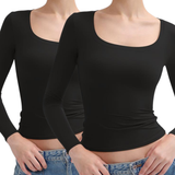 Nina - Long Sleeve Scoop Neck Top
