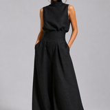Lucinda - Sleeveless Cotton-Linen Two-Piece Ensemble