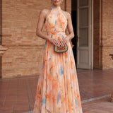 Bondi - Halter Dress with Watercolor Print