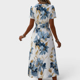 Elara - Midi Dress with Floral Wrap Design