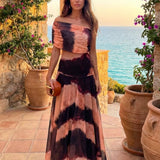 Esperance - Orange and Brown Patterned Dress