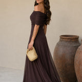 Currumbin - Elegant Brown Maxi Dress