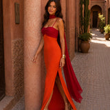 Byron - Dual-Hued Draped Maxi Dress