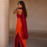 Byron - Dual-Hued Draped Maxi Dress