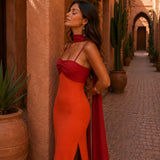 Byron - Dual-Hued Draped Maxi Dress