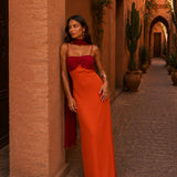 Byron - Dual-Hued Draped Maxi Dress