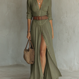 Lorena - Maxi Dress with Long Sleeves in Linen