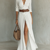 Lorena - Maxi Dress with Long Sleeves in Linen