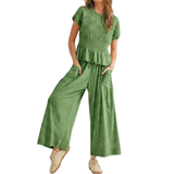 WRENOVA™ – Comfy Smocked Wide-Leg Lounge Ensemble