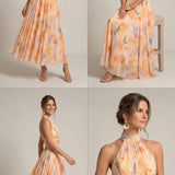 Bondi - Halter Dress with Watercolor Print