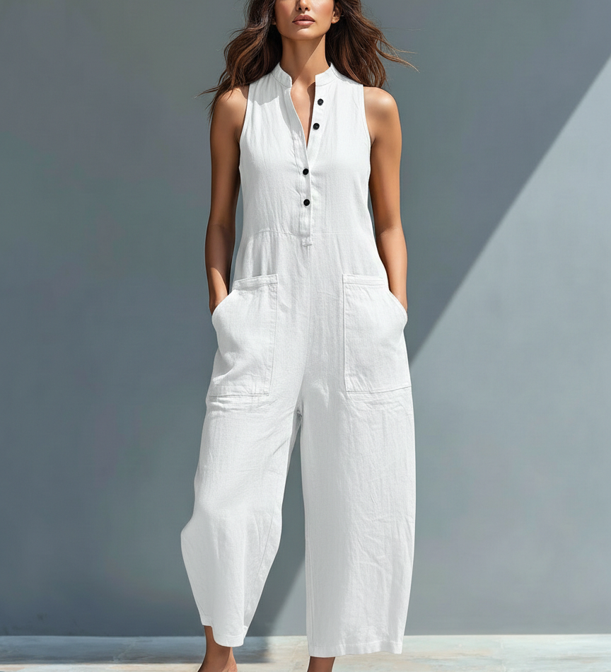 Adele - Pocketed Wide-Leg Jumpsuit