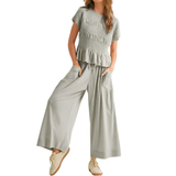 WRENOVA™ – Comfy Smocked Wide-Leg Lounge Ensemble