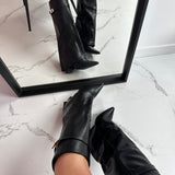 SERENA™ - Classic Black Leather Ankle Boots