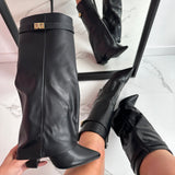SERENA™ - Classic Black Leather Ankle Boots