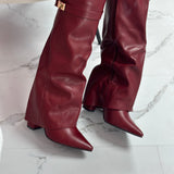 ELOISE™ - Burgundy Leather Ankle Boots