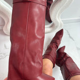 ELOISE™ - Burgundy Leather Ankle Boots