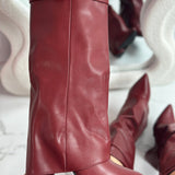 ELOISE™ - Burgundy Leather Ankle Boots