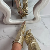 SERAPHINA™ - Luxe Gold Leather Ankle Boots