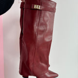 ELOISE™ - Burgundy Leather Ankle Boots