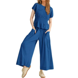 WRENOVA™ – Comfy Smocked Wide-Leg Lounge Ensemble