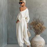 Alina - Off-Shoulder Linen Two-Piece Ensemble
