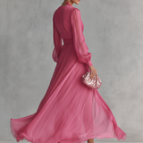 Estelle - Blush Chiffon V-Neck Dress