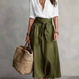 Camilla - Midi Skirt Set with Shirt and Belt