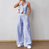 DULCE™ – Stylish Sleeveless Two-Piece Striped Loungewear Set