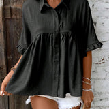 Ellasa - Plus Size Ruffle Button-Up Blouse for Casual Wear