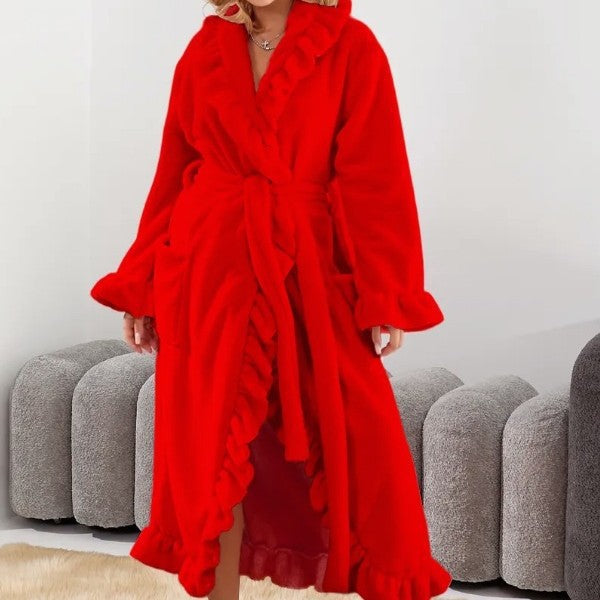 SASUKE™ - Elegant Long Sleeve Robe with Ruffled Hem