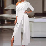 LEILANI™ - Chic Ruched Wrap Jumpsuit with Split Hem