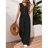 CHARISSA™ – Chic Sleeveless V-Neck Top and Trouser Ensemble