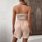 PIETA™ - Relaxed Sleeveless Shirred Tie-Front Jumpsuit
