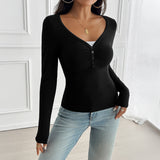 Palya - Cozy V-Neck Long Sleeve Tee